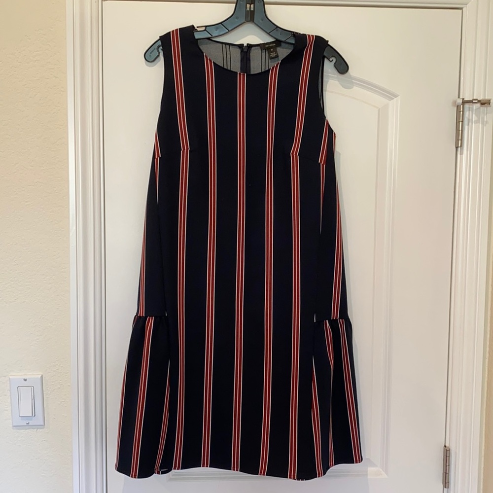 Halogen denim strip dress oversized M